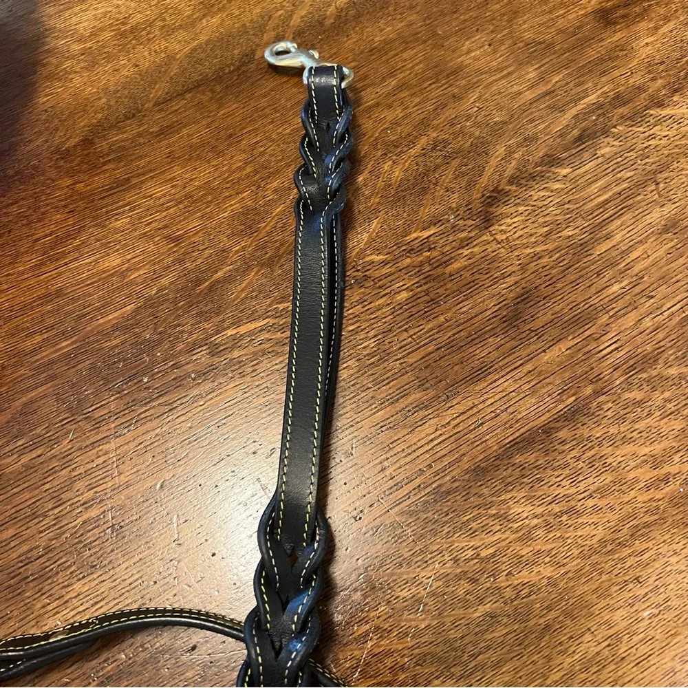 Soft Touch Leather Braided TwoTone Handle Dog Leash, black tan, 6ft NWOT
